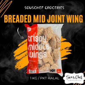 BREADED MID JOINT WING 1KG/PKT HALAL FROZEN FOOD / FINGER FOOD/ FRIED FOOD