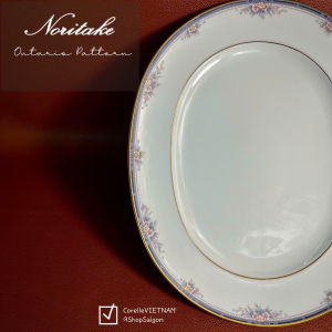 NORITAKE 100%New - Ontario Pattern - 01 Dĩa Oval Sứ Xương Vẽ Nổi Thủ Công 39.4cm