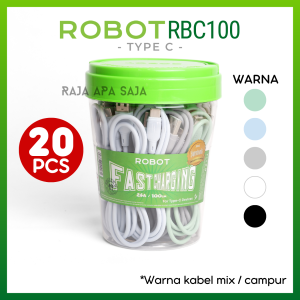 Kabel Data Charger Robot Type C Isi 30 / 20 / 10 Pcs Olike - Carger Casan Tipe C Tepsi Taepsi Fast Charging 2.4A Toples Grosir RBC100S D301C