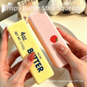 HCHC Wax Coating Butter Stick Squishy Sound Crispy Sensory Fidget Butter Bar Toy Boys Girls Pinch Crunchy Butter Stick Adult Kids