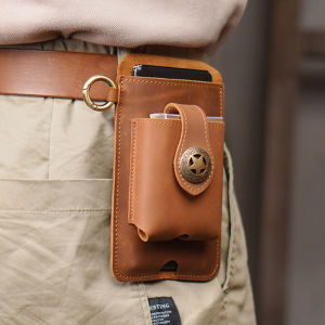 100 Leather Waist Cellphone Bag For Men Vintage Small Outdoor Loop Belt Phone Holster Pouch Holder With Case