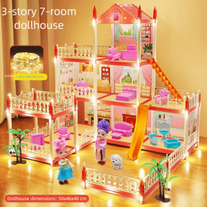 X CRAFT HOME Lắp ráp 3D Lâu đài Dream DollHouse Xây dựng biệt thự lớn có đèn LED Biệt thự Lâu đài Công chúa  Quà sinh nhật Bộ dụng cụ tự làm nhà