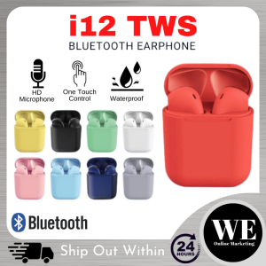 I12 TWS Macaron Colour Bluetooth Earphone Twin Wireless Stereo Earbud Handsfree Headset Earpiece Touch Sensor Hifi Sport Super Bass with Mic Android Earfon