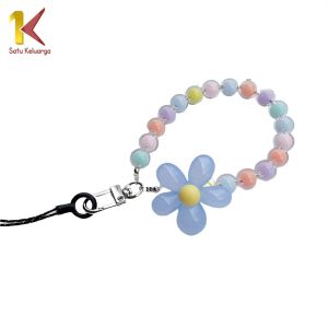 Satu Keluarga Gantungan Hp Bunga Manik C1148 Flower Beads Lanyard Pergelangan Tangan Headset Tas