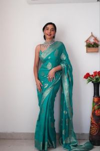 [Pre Order] 1 Minute Soft Cotton Silk Ready To Wear Saree ~ Delivery Lead Time : 10 days
