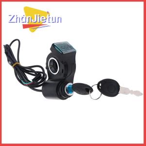 zhanjietun Electric Bicycle Thumb Throttle Voltage Display Switch Power with Key Lock