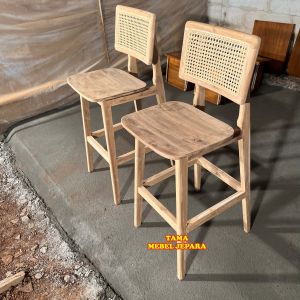 Kursi bar Minimalis Jati Kombinasi Rotan Produk Mebel Jepara