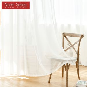 1PC White Tulle Hook Type Curtain Nordic Style Sheer Curtain Bedroom Room Polyester Tulle Decorative Window Curtain Nuan Series
