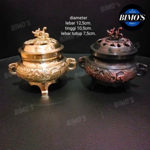 Tempat Dupa Kuningan Tempat Bakar Dupa Hio lo Kuningan Ukir Dengan Tutup