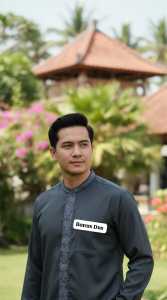 SumberRejekiJeans - MOERBA BONUS DUS - BAJU KOKO PRIA 2 Saku Bawah Lengan Panjang Abu Tua Bordir