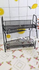 Desktop Double Layer Storage Rack Detachable Iron Kitchen Spice Rack