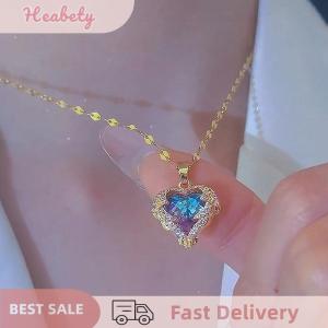 Trendy Heart OF Ocean Stainless Steel Cubic Zirconia Necklaces For Women Men Gold Color Metal Crystal Party Everyday Jewelry