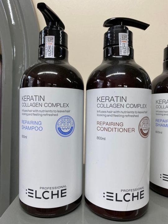 Dầu gội xả Elche keratin Collagen Complex phục hồi hữu cơ tái tạo cấu trúc  chắc khoẻ cho mái tóc 800ml Tóc Chắc Khỏe Và Mềm Mượt - Lazada | Lazada.vn