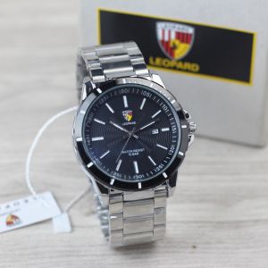 JAm tangan Couple Leopard 8035 tali rantai tanggal aktif bulat analog