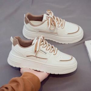 Nkshop พร้อมส่ง 𝑅𝒾𝒸𝑜 𝒮𝓃𝑒𝒶𝓀𝑒𝓇🎀 รองเท้าผ้าใบผู้หญิง 🥨โทนขาวน้ำตาล/ชมพูสุดละมุน💕 ดีไซน์น่ารัก สไตล์เกาหลี เสริมส้น 4 ซม.✨