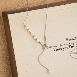AE Queen Mothers Saturn Pearl Pendant Necklace for Women High-end Adjustable Titanium Steel Sweater Chain Accessory Non-fading