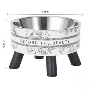 Meilovmao Pet Elevated Bowl Stainless Steel High Feet Removable Anti-Slip Neck Protection Feeding Bowl for Cats Dogs