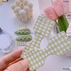 [COD] Abulaia 50Pcs Colorfu Lattice Half Folded Card Hair Accessories Cardboard Display Card Labels Hair Rope Packaging Card Hanging Tag Label