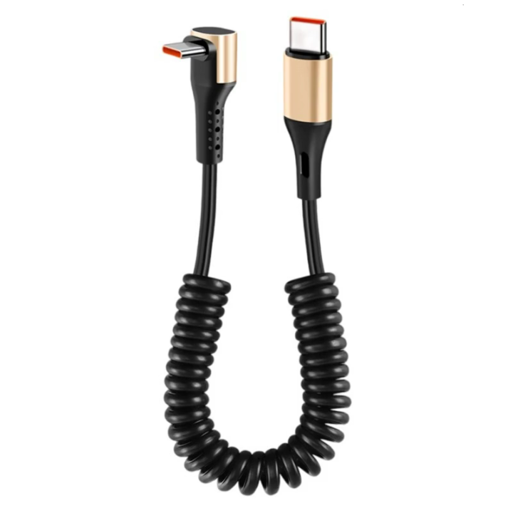 Heavy Duty Spring Coiled Charging Cable 240W Fast Charge Double USB C ...