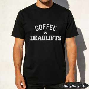 [Local Stock] HBESTY  Vintage Arch Text Print T Shirt Men Coffee & Deadlifts Funny Gym Slogan Minimal Fashion All Match Street Tops