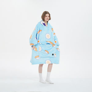 {READY STOCK}{READY STOCK}Oversized Wearable Blanket Hoodie – Sherpa Fleece Sweatshirt with Sleeves & Pocket Warm Plush Hooded Blanket
