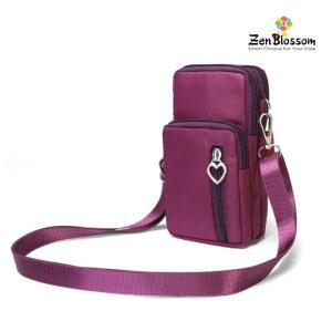 ZenBlossom Tas HP Selempang Mini Heart Zipper ZeeBee
