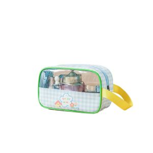 SIDSI Dry Wet Separation Swimming Storage Bag Cartoon Large Capacity Beach Handbag Hand Luggage Bag Waterproof PU Transparent Wash Bag Outdoor Sports