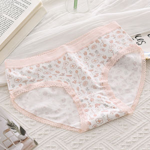 ใหม่สาวชุดชั้นในพิมพ์หวานลูกไม้ขอบด้ายขนาดกลางระบายอากาศที่เรียบง่ายดอกไม้เล็กๆที่เรียบง่ายที่เรียบง่ายก้นครอบคลุมชุดชั้นในขายส่ง
