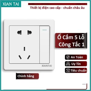 Ổ cắm đôi kèm công tắc âm tường chính hãng Xiantai an toàn sử dụng chống cháy nổ