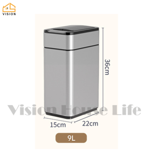Vision Intelligent Automatic Trash Can with Cover 9-60L Smart Motion Sensor Stainless Steel Garbage Can for Bedroom Bathroom Kitchen Office High-Capacity Automatic Touchless Infrared Trash Waste Bin with Butterfly Lid(Silver/White/Cream)