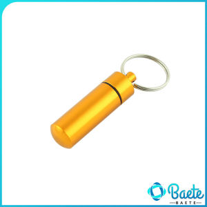 Aluminum Keychain Pocket Pill Box Capsule Shape Container Waterproof Travel Mini Pill Boxes Vitamin Holder Case