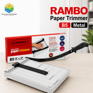 Authentic RAMBO Heavy Duty Metal Paper Trimmer B5 Size 10" x 10" Guillotine Machine Accurate Grid Lines Size Indicator A4 B7 Postcard Cutting Tool Office Preferred Durable Industrial Steel Base