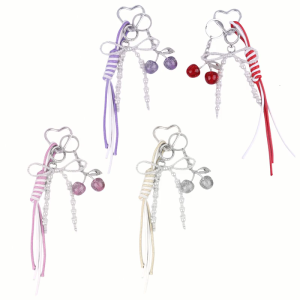 Bows Keyring Colorful False Pearls Keychain Bowknot Car Key Chain Heart Keyrings Bag Pendant Ornaments Bag Charm