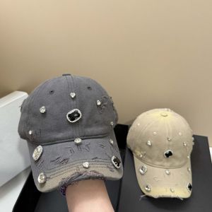 MARBLEX Cotton Rhinestone Baseball Cap Rhinestone Embellished Torn Effect Hip Hop Cap Fashion Vintage Wash Hole Washed Hat Urban Streetwear
