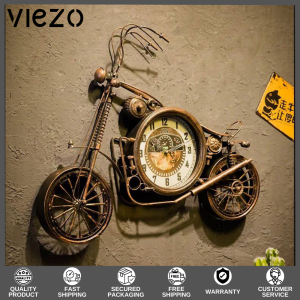 VIEZO Vintage Motorcycle Wall Clock Steampunk Industrial Design Metal Art Decor Silent Quartz Movement Unique Bike Themed Clock for Living Room Man Cave Garage Bar Cafe Decoration gift idea Retro Home Decor Gift for Bikers and Enthusiasts