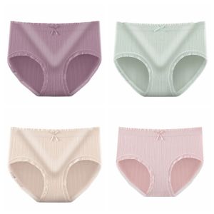 GOOTRADES 4Pcs Thin Lace Bowknot Panties Mid Waist Cotton Crotch Seamless Briefs Sweet Lingerie Underwear for Women Girl