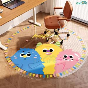 [OKLIFE. SG]Computer swivel chair car Round transparent soft glass floor mat under the study desk Oil-proof Dining Table Mat