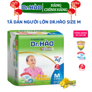 {Hàng chính hãng} Tã Dán Người Lớn Dr. HÀO Size M 10 Miếng. Bỉm dán người già siêu thấm tả giấy người bệnh kháng khuẩn khử mùi chống hăm