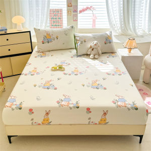 Dansunreve Washed Cotton Fitted Bedsheet Soft Comfortable Cartoon Bed Sheet with Rubber