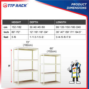 TTF Rack™ RAKKU RACK /Height 152-244cm Beige /Boltless Rack Black Warehouse Rack Office Rack Rak Besi Heavy Duty Rack