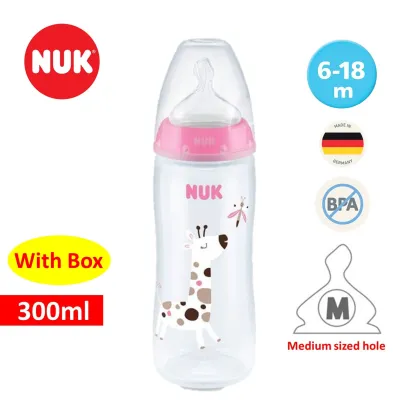 NUK Wide Neck Baby Feeding Bottle Anti Colic Hearts Flamingo 150ml/ 300ml Single Pack Botol Susu