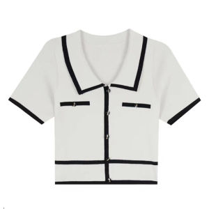 🦋 VEVE T-shirt Thin Summer Sweet Polo Collar Short-sleeved Knitted Sweater Top Women