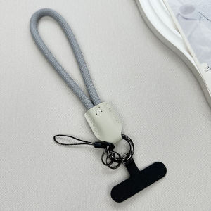 LINSBAYWU ไนลอนทำจากไนลอน โซ่โทรศัพท์เชือกถัก หรูหราสุดหรู หัวหนัง PU สายคล้องข้อมือ คาวาอิ แฟชั่นสำหรับผู้หญิง สายคล้องโทรศัพท์ อุปกรณ์เสริมโทรศัพท์