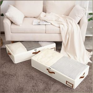 Storage Box Spacious Organizer Flat Folding Dustproof Pull Handle Convenient Use Large Capacity