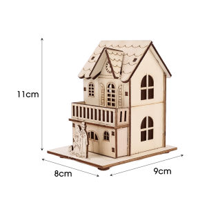 Christmas LED Light Wood House Christmas Tree Decorations for Home Decoration Wooden House DIY Gift Window Decoration