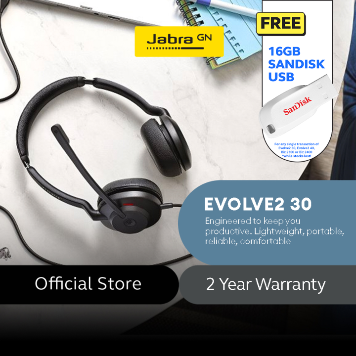 Jabra Evolve 30 II UC Mono Wired Headset / Music Headphones 