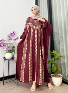 Kaftan Jumbo - Sonya Home kaftan Cap Bahan Rayon Super Jumbo XXXL Baju Muslimah Kaftan mewah Elegan Baju lebaran