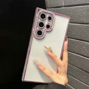 CrashStar Luxury Diamond Electroplating Transparent Soft Phone Case For Samsung Galaxy S25 Ultra S25+ S24 FE S23 S22 A56 A55 A54 A36 A35 A34 A25 A24 A16 A15 A14 A13 A06 A05S A05 5G Fashion Rhinestone Clear Phone Casing Cover With Glitter Lens Films
