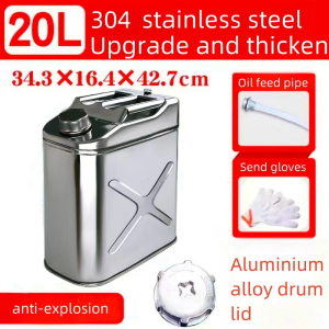30L 304 Stainless Steel Storage Can | Heavy-Duty Diesel Fuel Can forHome Generator Anti-Leak with Oil Guide Pipe Complete Accessories