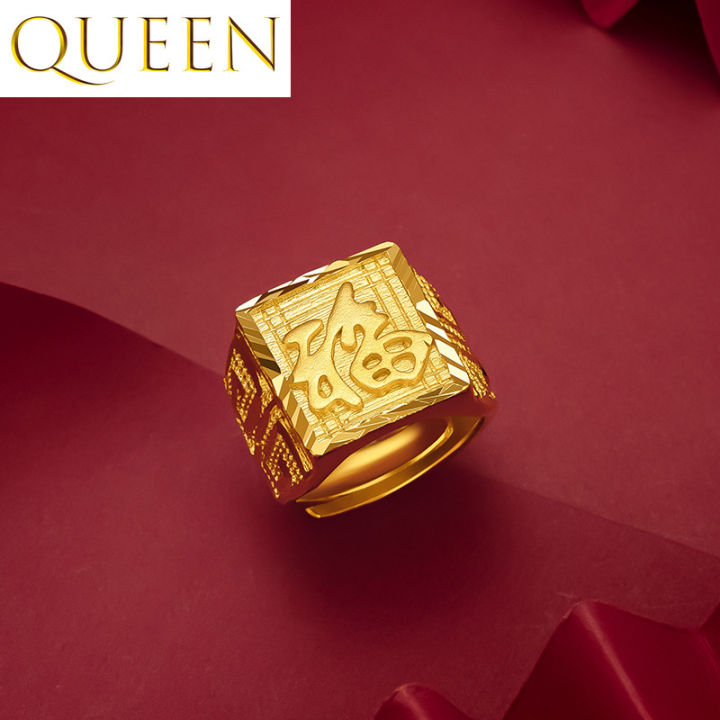 gold 916 original malaysia Fortune Fortune Printing Font Open Male Ring ...